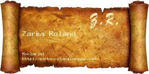 Zarka Roland névjegykártya